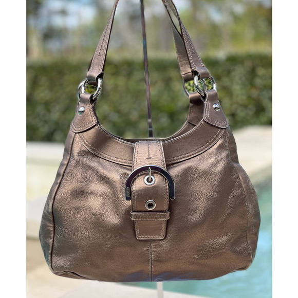 Coach Soho Leather Gold Hobo Buckle Handbag - Picture 1 of 6